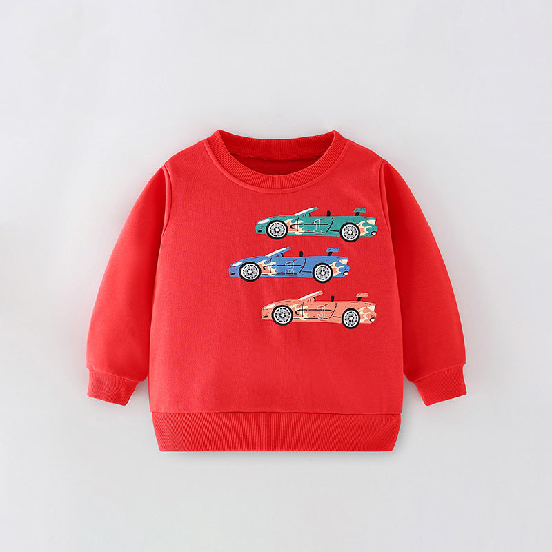 Boys Cartoon Pattern Printing Crew Neck Casual Pullover-2