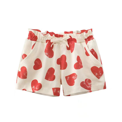 Baby Girl Print Pattern Bow Decoration Short Pants In Summer Outfit Wearing-3