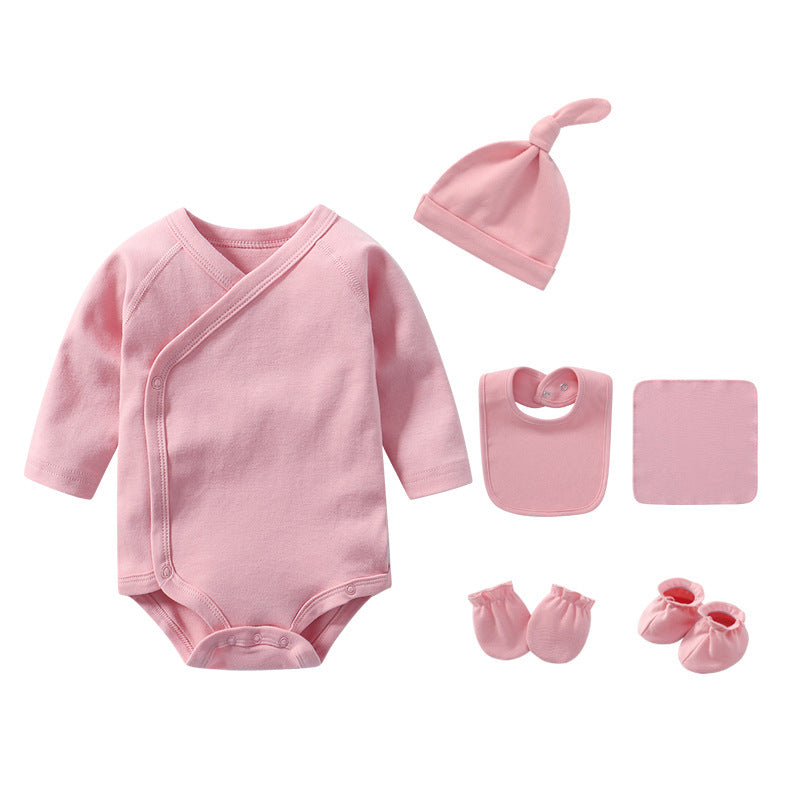 Newborn Solid Color Cotton Bodysuit Thin Style Sets-4