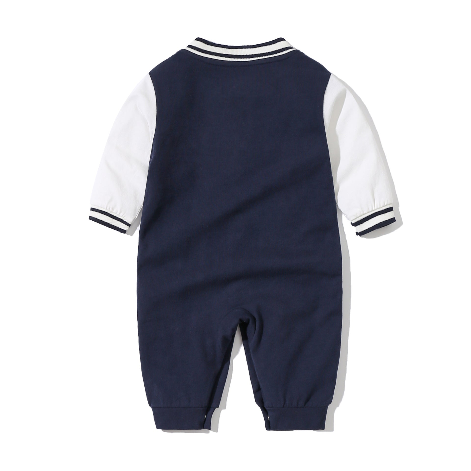 Baby Letter Embroidered Pattern Long Sleeves Baseball Rompers-3