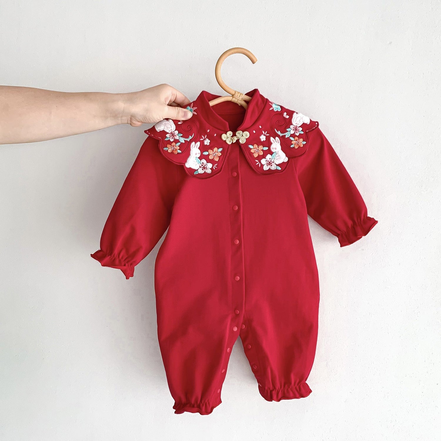 Chinese Style Red Festival Romper In Autumn-2