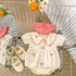 Baby Girl Flower Embroidered Pattern Round Neck Onesies-3