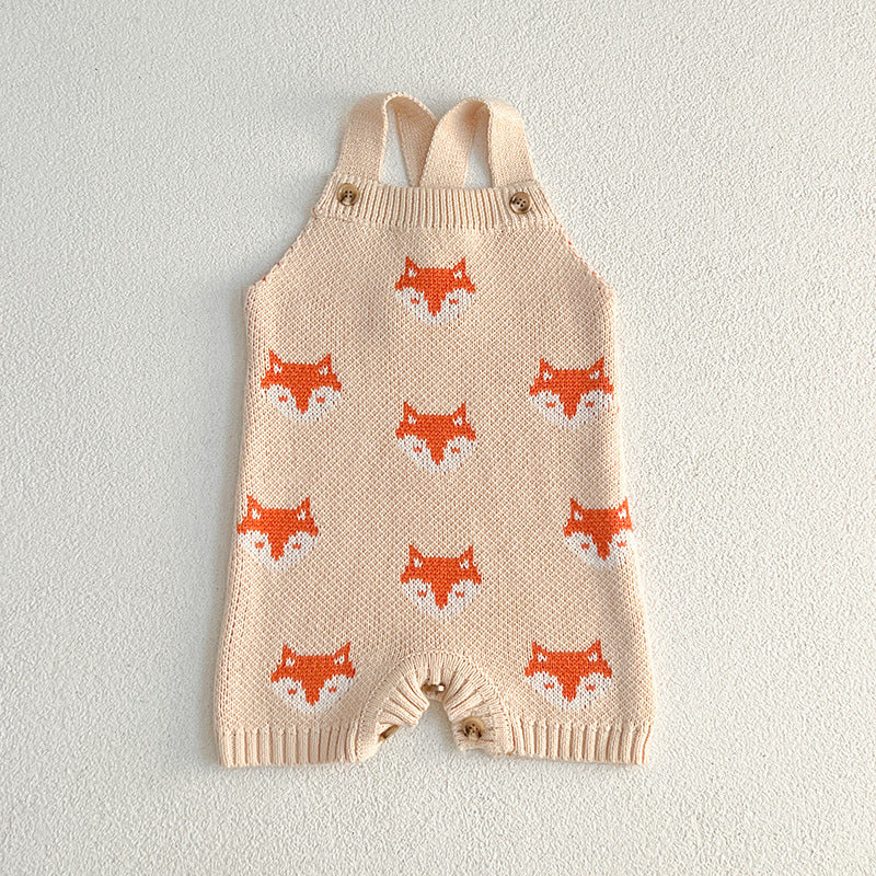 Summer Baby New Design Fox Pattern Sleeveless Strap Rompers-3