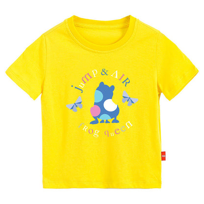 Baby Colorful Frog Print Pattern Short-Sleeved Round Collar Casual T-Shirt In Summer-2