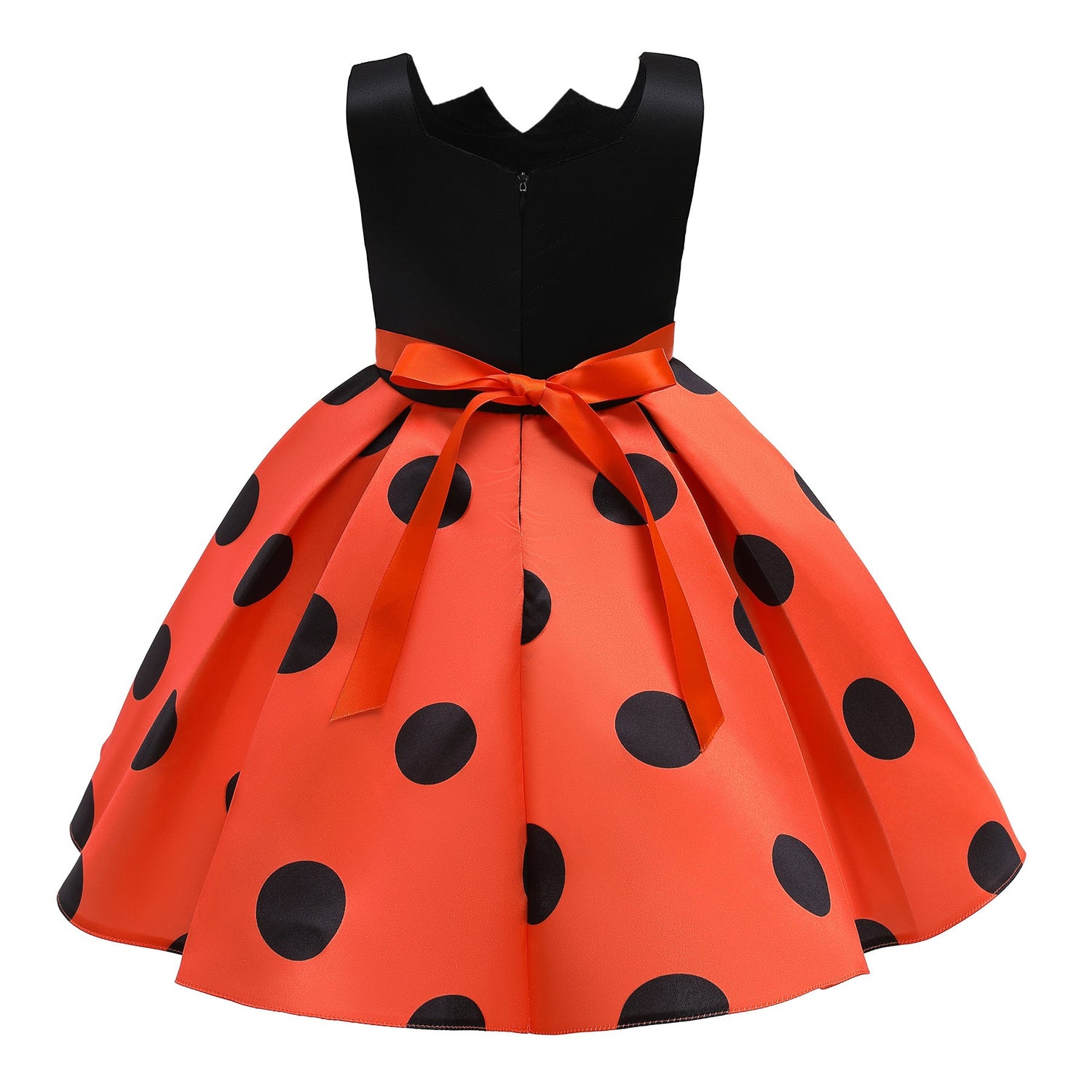 Baby Girl Polka Dot Graphic Sleeveless Performance Evening Dress-3