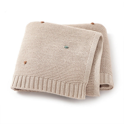 Hot Selling Knitted Solid Color Baby Blanket With Hand-Embroidered Pom Poms: Spring/Summer Collection-3