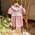 New Arrival Summer Kids Girls Short Sleeves Ruffle Collar Princess Dress-2