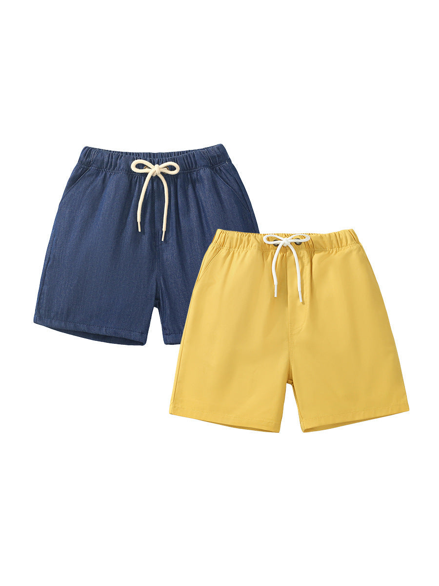 Boys Solid Color Cotton Casual Style Shorts-0