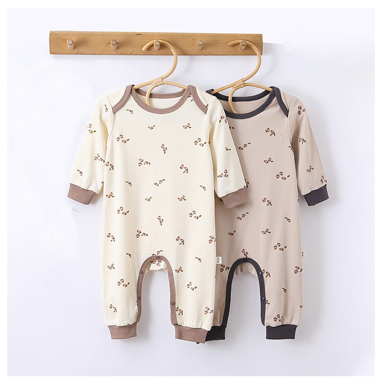 Spring New Arrival Hazelnut Print Crew Neck Comfy Rompers-0