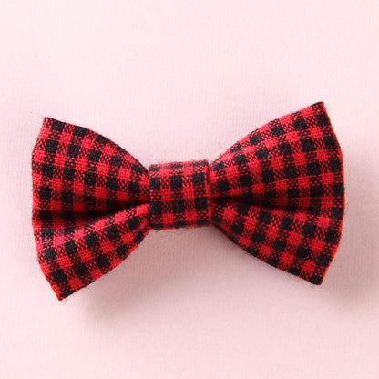 Girls Plaid Pattern Bow Tie Hair Fabric Clips Handmade Accessory-3