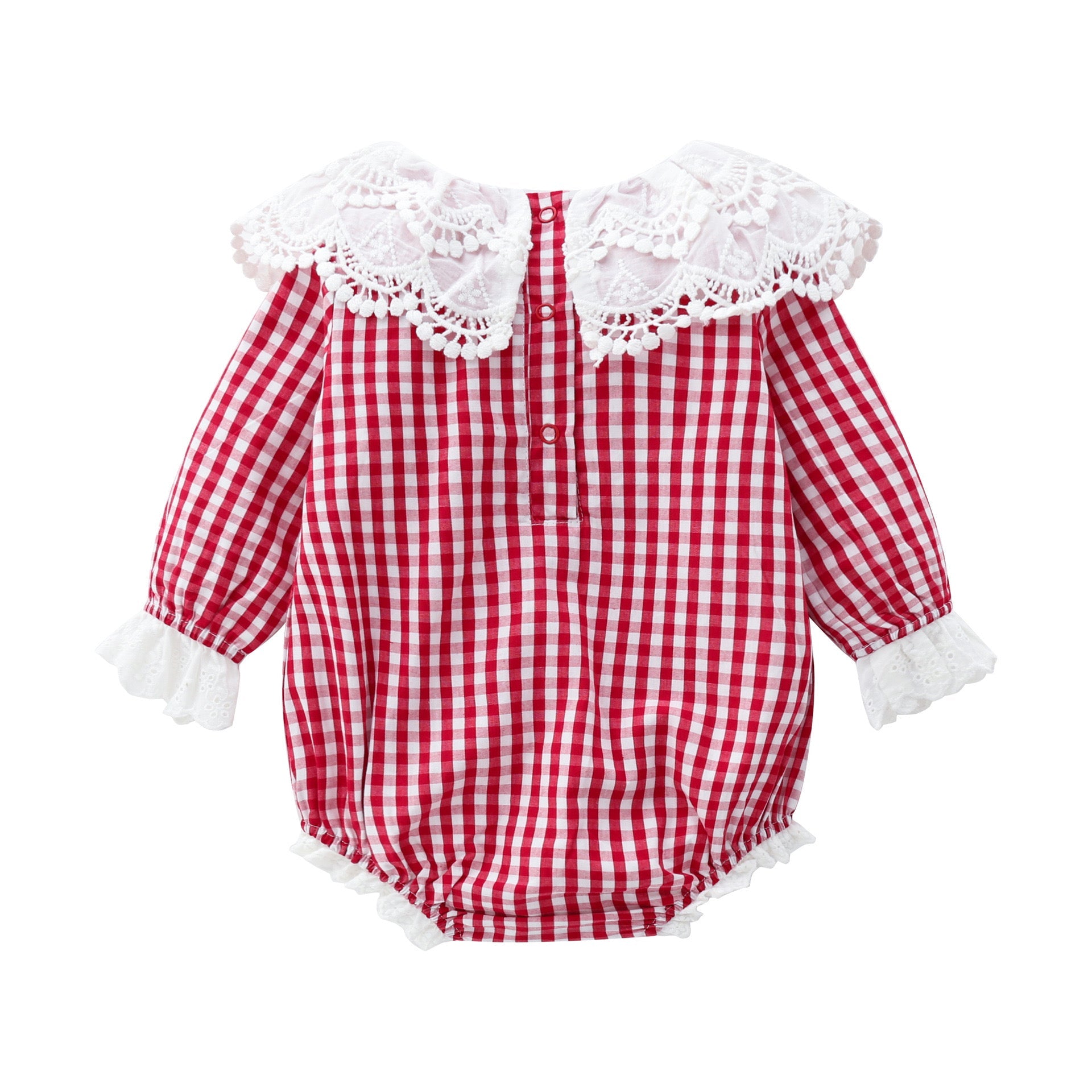 Baby Girl Layered Ruffle Neck Design Plaid Graphic Longsleeve &amp; Short Sleeve Onesies-2