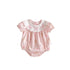 Summer Hot Selling Baby Girls Short Sleeves Teddy And Bows Pattern Pink Onesie-2