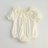 Summer Baby Girls Short Sleeves Floral Pattern Jacquard Dress And Onesie – Princess Sister Matching Set-3