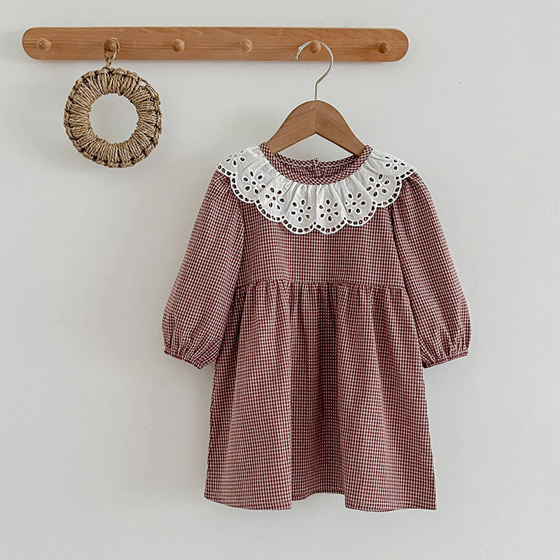 Fashion Lace Collar Long Sleeve Baby Onesies &amp; Girl Dress-3