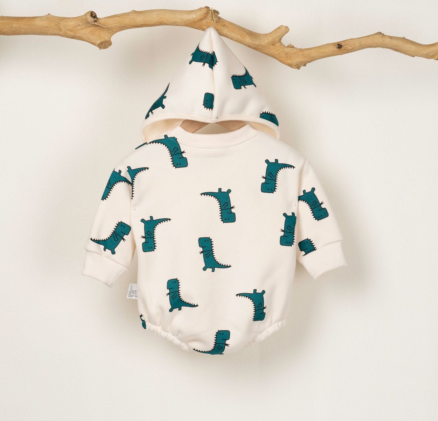 Baby Boy 1pcs Cartoon Dinosaur Pattern Long Sleeves O-Neck Bodysuit &amp; Hats-3