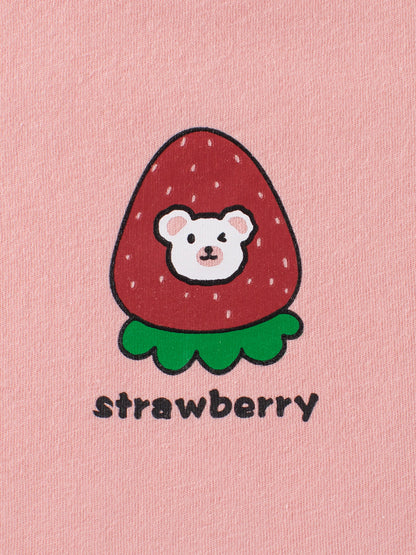 Strawberry Bear Printing Girls’ T-Shirt In European And American Style For Summer-3