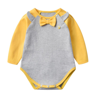 Baby 1pcs Bow Tie Patched Design Contrast Design Onesies Bodysuit-2