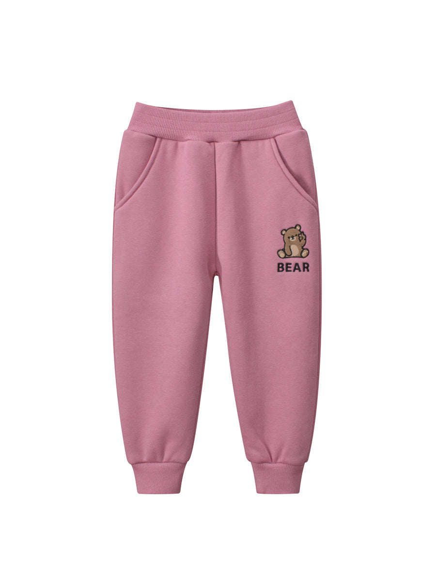 Teddy Bear/Cute Rabbit Girls‘ Winter Sporty Long Leggings Pants With Fleece Lining-3