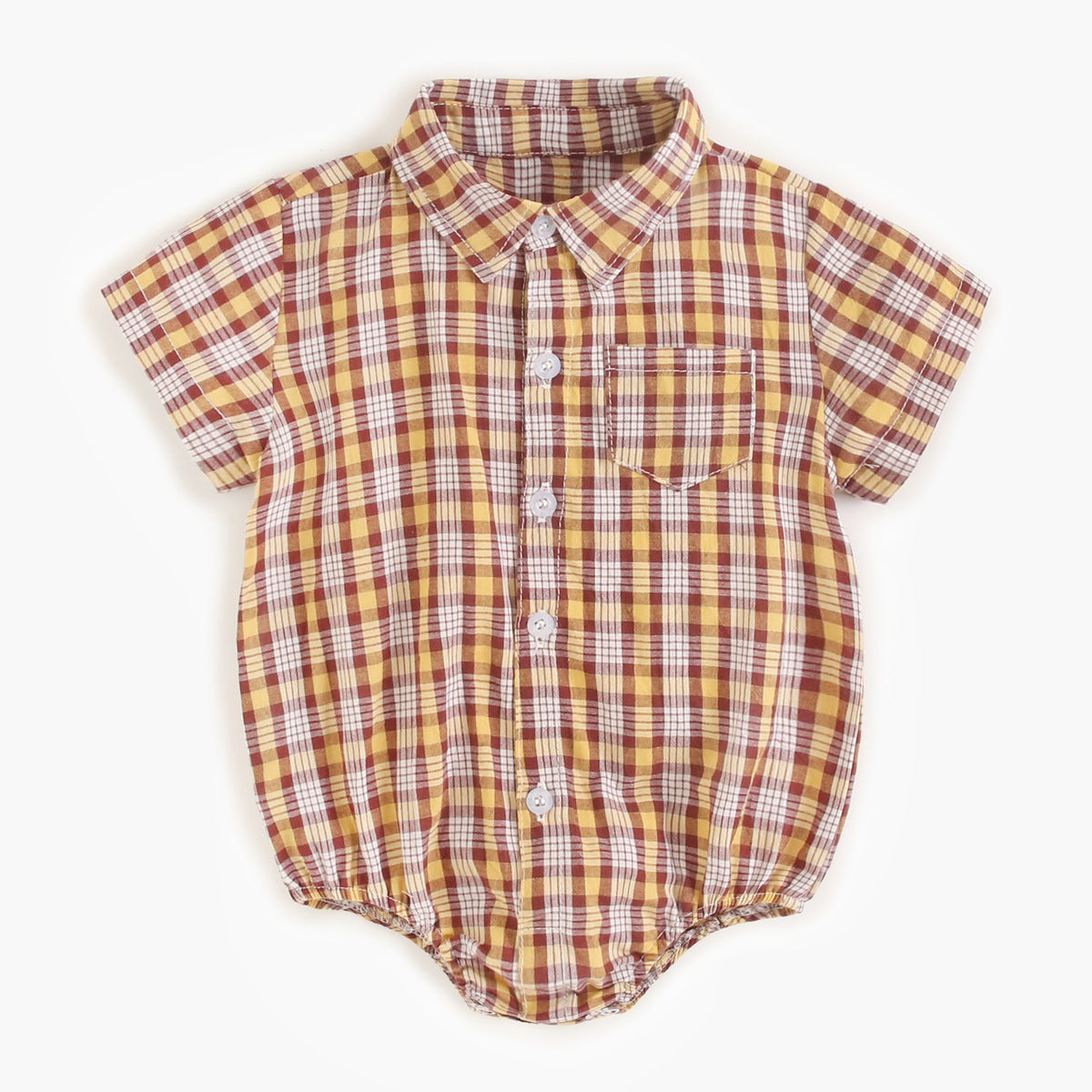 Baby Boy Plaid Pattern College Style Onesies-3