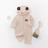 Baby Cartoon Bear Embroidered Pattern Waffle Fabric Long Sleeve Romper-3