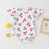 Baby Girl Cherry Print Pattern Mesh Patchwork Design Round-Collar Short-Sleeved Summer Dress Onesies-3