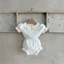 Summer New Arrival Baby Girls Geometric Pattern Collar Short Sleeves Hollow Out Design Onesies-1