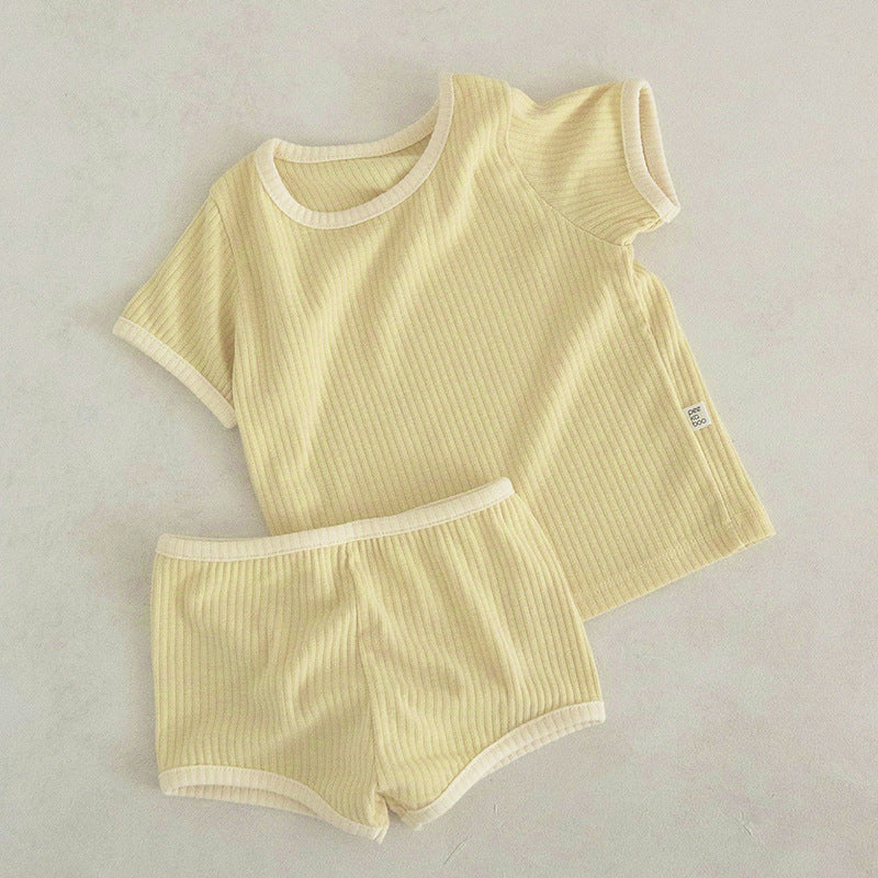 Unisex Solid Color Two Pieces Soft Cotton Clothing Sets-3