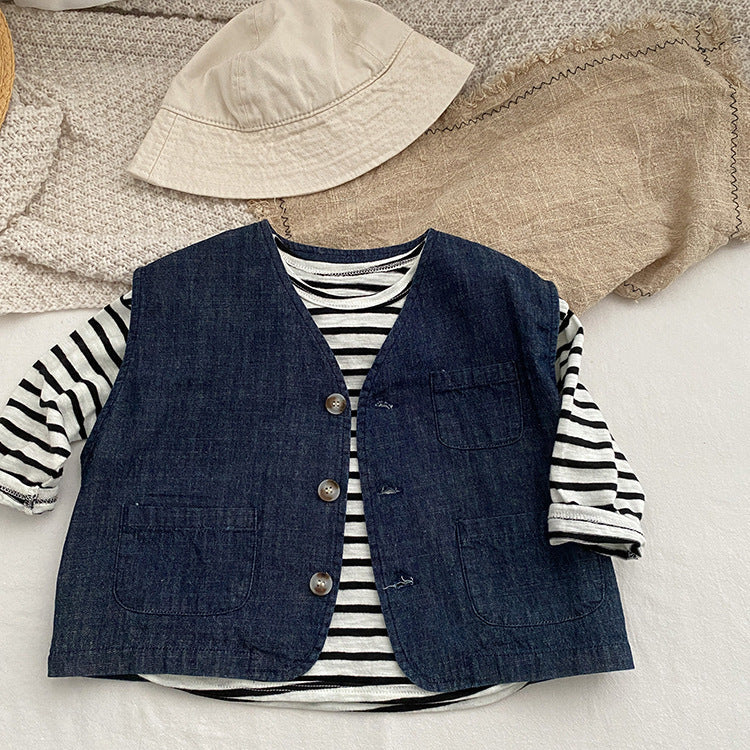 Baby Striped Graphic Long Sleeve Soft Cotton Loose Shirt-2