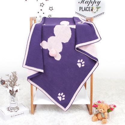 Baby Cartoon Rabbit &amp; Footprints Embroidered Graphic 3D Tail Blanket-2