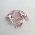 Baby Girl Solid Color Long Sleeves Soft Cotton Intimate Bodysuit-3