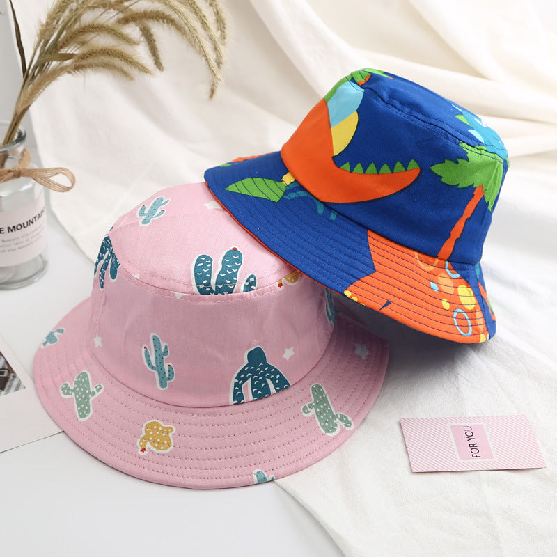 Baby Boy Cartoon Animal &amp; Cactus Pattern Sunshade Bowl Hats-3