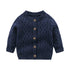 Baby Solid Color Crochet Knitted Pattern Single Breasted Design Sweater Cardigan-3