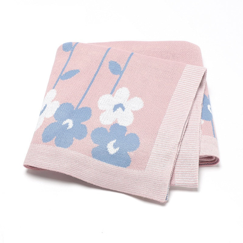 Hot Selling: Spring/Summer New Arrival Knitted Beautiful Flower Soft Baby Blanket, Perfect For Newborn Boys And Girls-2