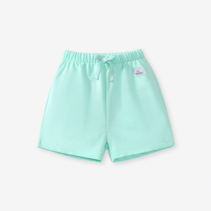 Girls Solid Color Soft Casual Style Rainbow Logo Shorts-3