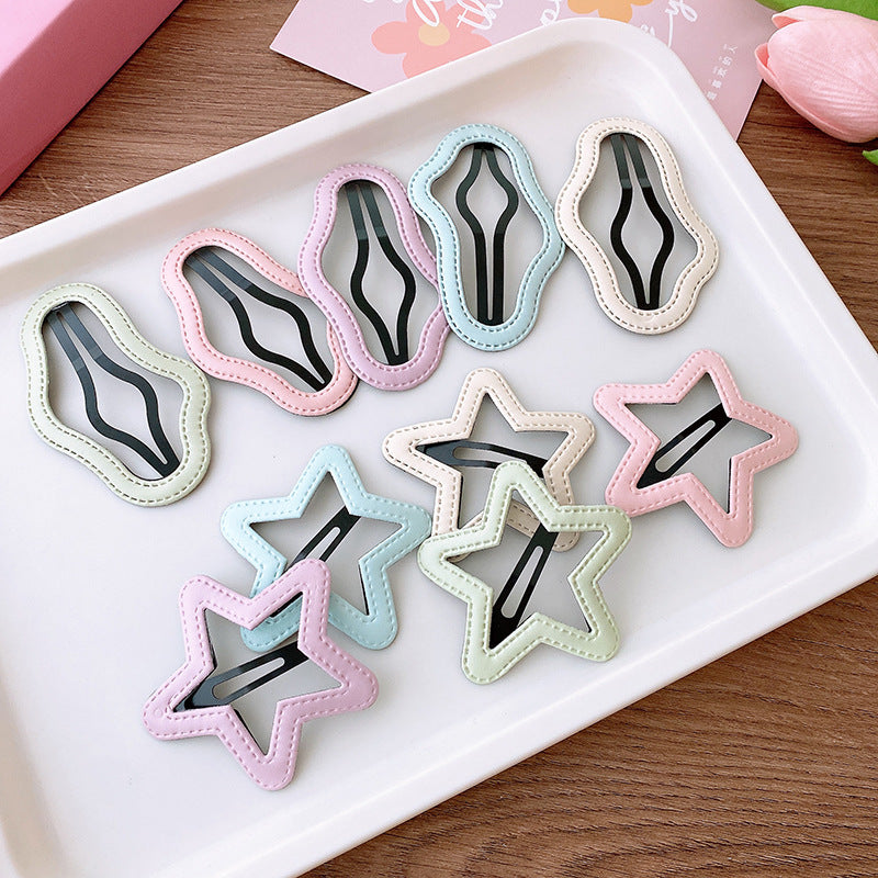 Of 5 Candy-Colored Hollow Out Star/Cloud Shaped Hair Clips-0