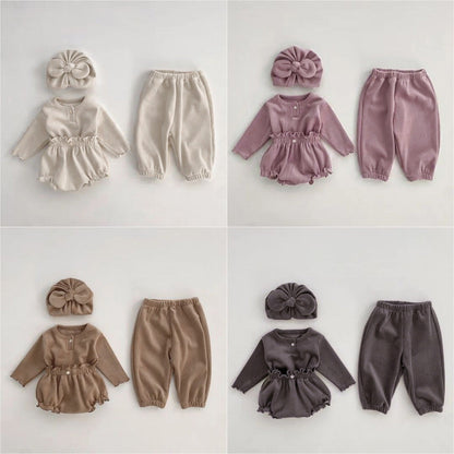 Baby Solid Color Fleece Thermal Lantern Pants In Autumn Winter-2