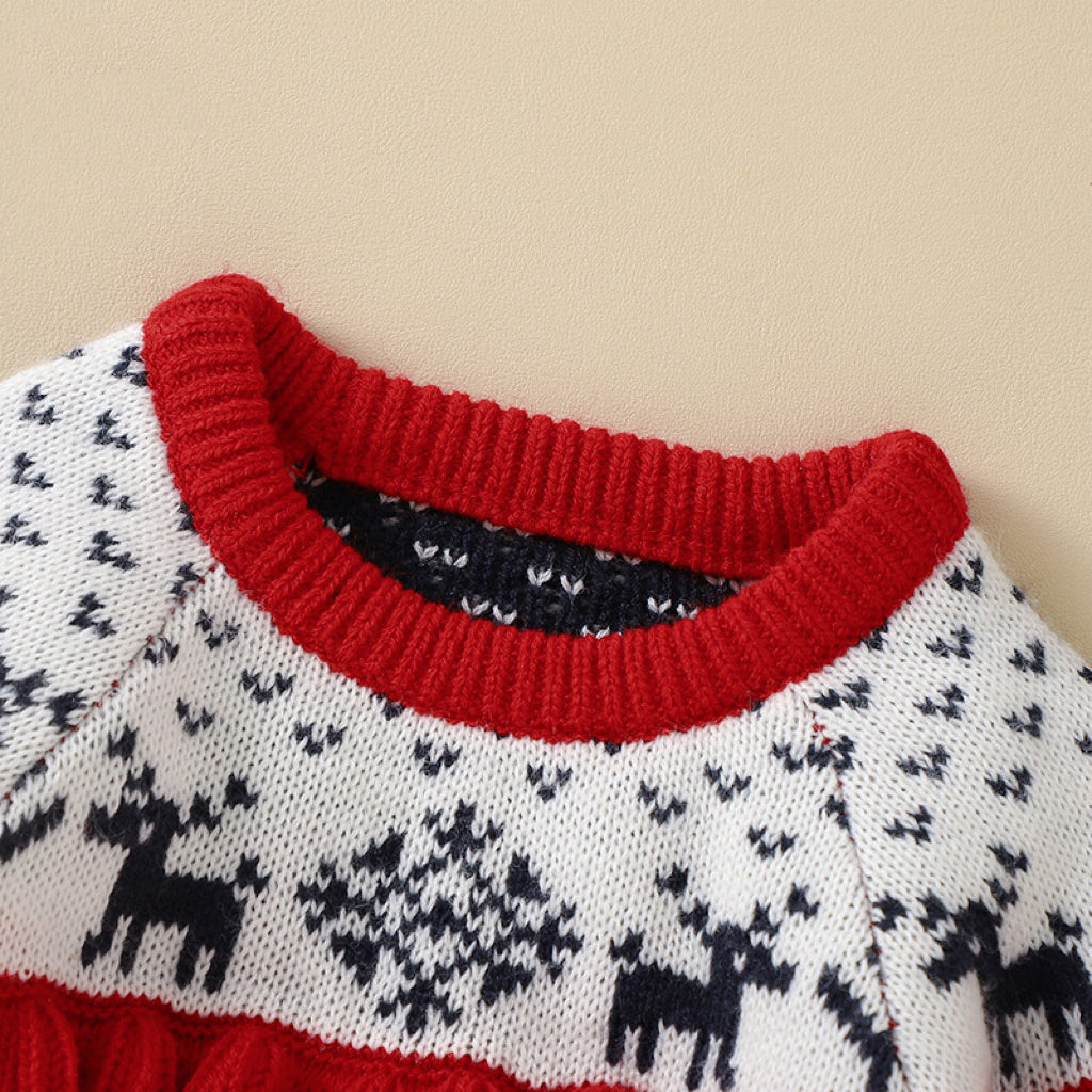 Baby Christmas Elk Embroidered Pattern Pullover Knitted Custom Sweater-2