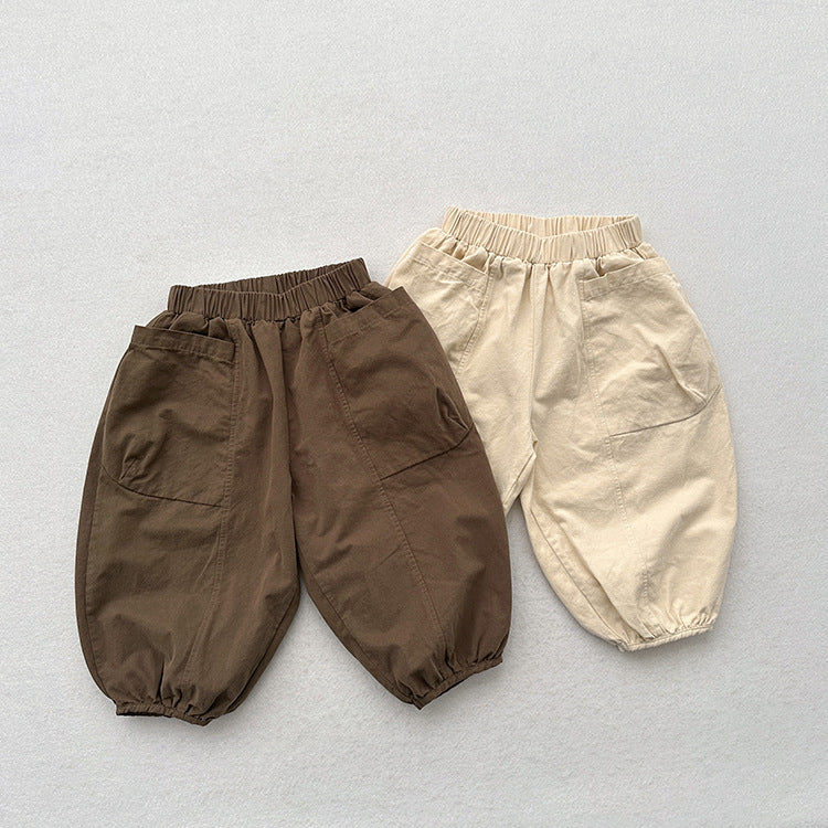 Spring New Arrival Versatile Solid Color Loose Lantern Pants For Children-0