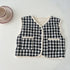 Baby Colorblock Plaid Pattern Sleeveless Thickened Quilted Vest Coat Outfit-3