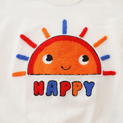 Baby Boy Sun Graphic Colorblock Design Pullover Cute Hoodie-3