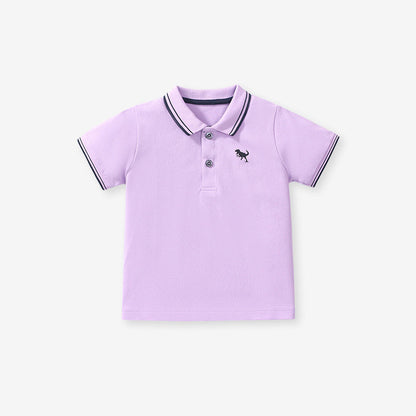 New Arrival Kids Boys Dinosaur Logo Short Sleeves Polo Shirt-3