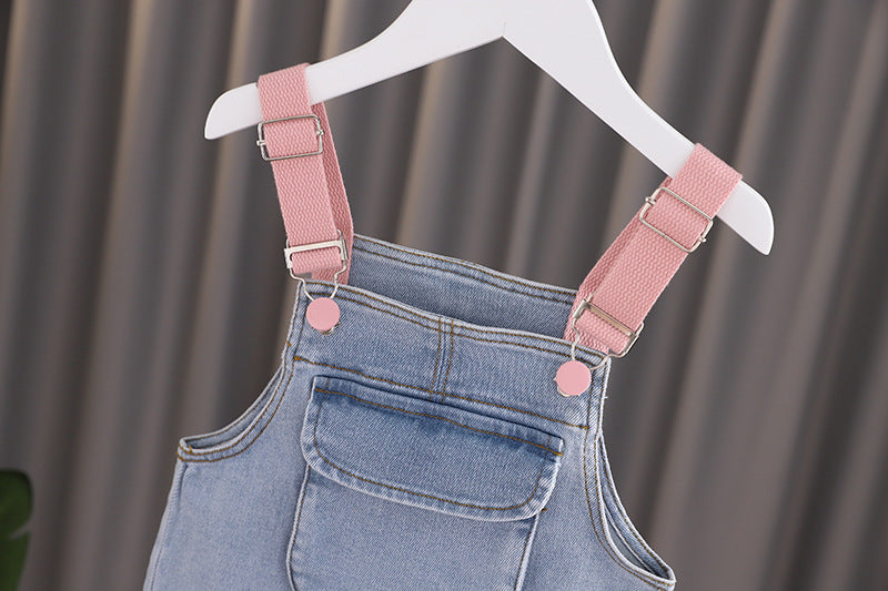 Baby Girl 3D Wing Patches Design Casual Denim Long Style Overall-3