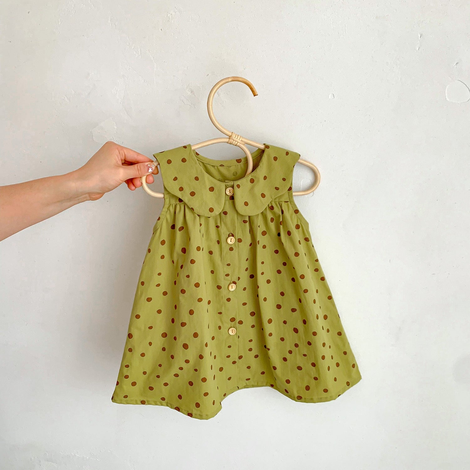 Summer Baby Kids Girls Sleeveless Single Breasted Vintage Polka Dots Dress-0