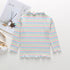 Striped Pattern Wooden Ear Edge Design Round Neck Long Sleeve Bottoming Spring Autumn Shirt-3