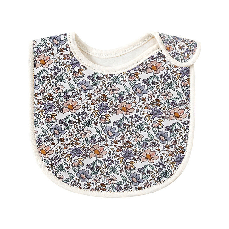 Baby Floral Print Covered Button Design Water Absorbing Bibs-3