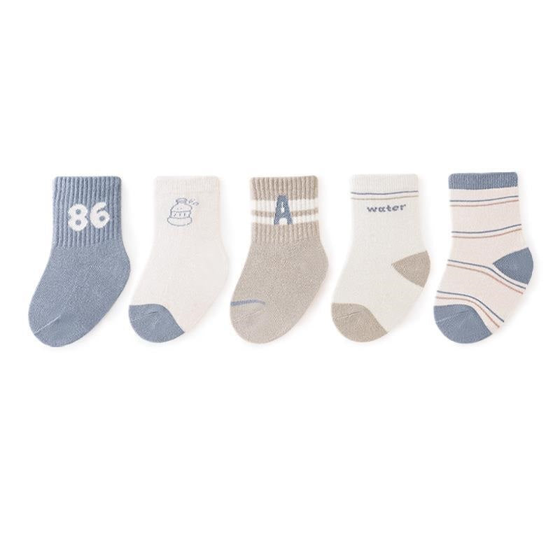 Baby Unisex Breathable Comfy Preppy Socks 5-Pair Set-3