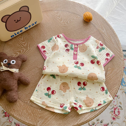 Baby Print Pattern T-Shirt Combo Shorts In Summer Sets-3