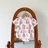 Baby Girl Floral Print Round Collar Short-Sleeved Onesies Buttons Front Design-3