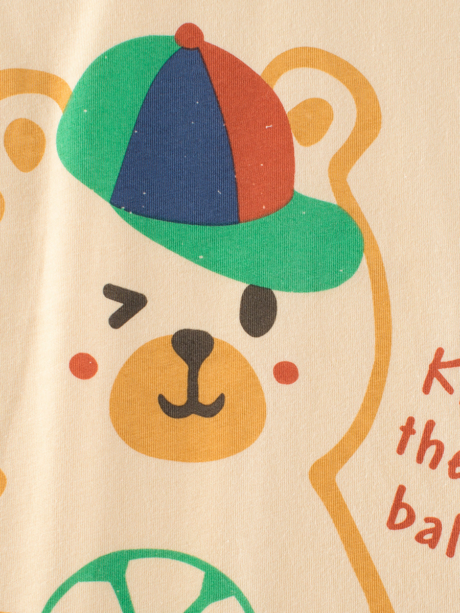 Boys’ Cartoon Teddy Bear Pattern T-Shirt In European And American Style-4