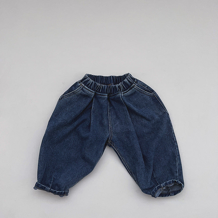 Baby Demin Blue Loose Quality Fashion Spring Autumn Pants-4